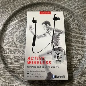 Active wireless earbuds with line in mic new in box